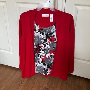 Alfred Dunner Blouse Jacket, Size 3X Red, Black, White and Gray